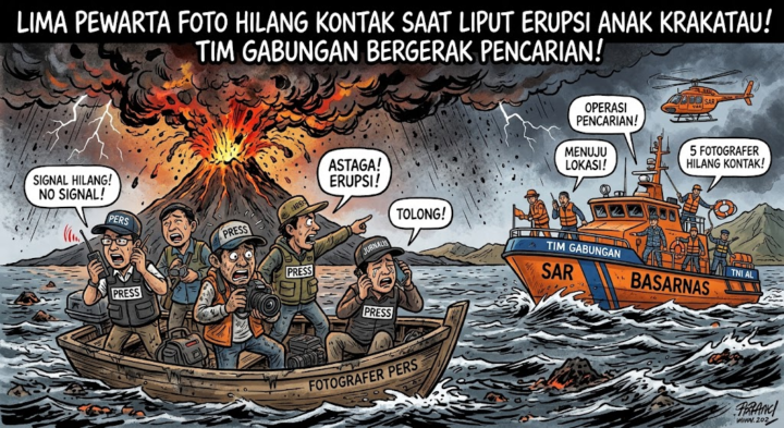 Lima Pewarta Foto Hilang Kontak Saat Liput Erupsi Anak Krakatau, Tim Gabungan Bergerak
