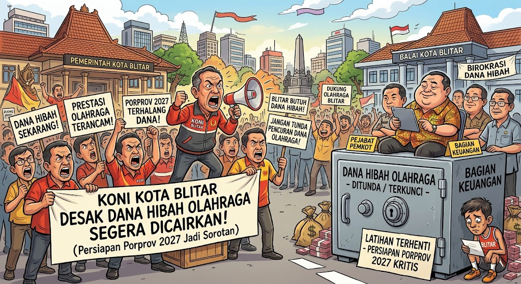 Polemik dana hibah olahraga di Kota Blitar kembali mencuat. Komite Olahraga Nasional Indonesia (KONI) Kota Blitar mendesak Pemerintah Kota Blitar segera merealisasikan anggaran