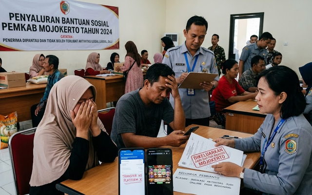 Sebanyak 2.493 KPM bansos di Mojokerto dicoret karena terindikasi judi online. Dinsos membuka kesempatan sanggah dan klarifikasi bagi warga.